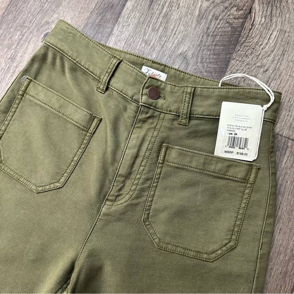 Faherty Stretch Wide Leg Pants Women’s Size 24 Military Olive Green - Picture 2 of 8
